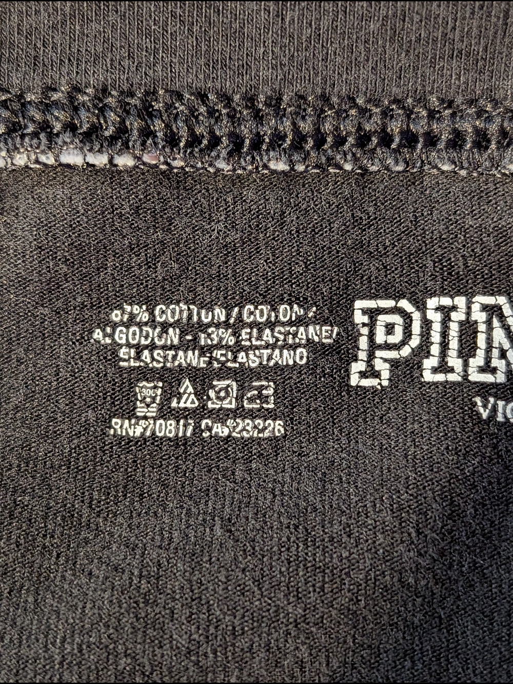 Victoria's Secret PINK Logo Yoga Stretch Pants Black Wide Waistband Size Large - Picture 9 of 11